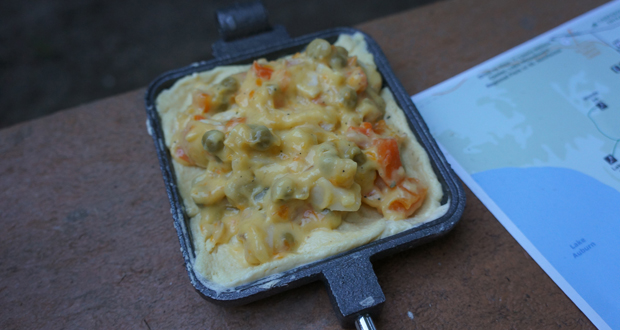 Chicken Pot Pie in a pie iron/pudgy pie maker! Quick, simple and