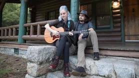 Una Walkenhorst provided over the top entertainment during a night around the campfire during the 50 Campfires Field Trip: Great River Road.