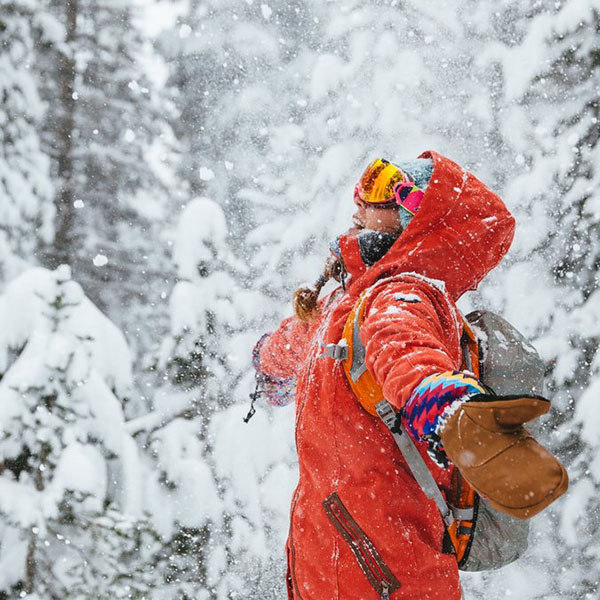 Photographer Kylie Fly enjoying a snowstorm
