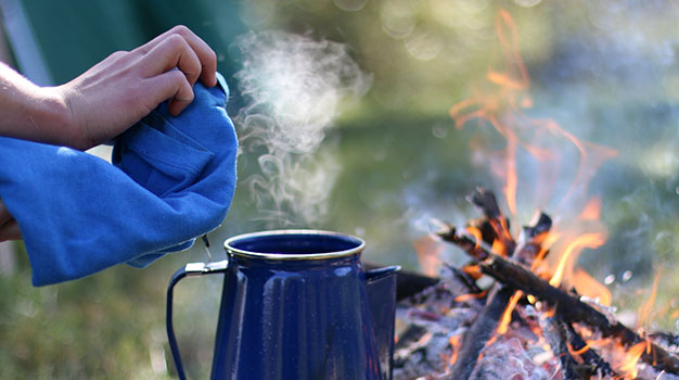 Even if you don't like the taste of coffee, the smell wafting across the campsite is nearly universally appealing.