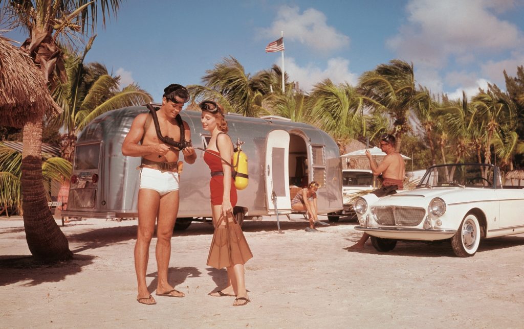 A quick trip to Florida was always easy for those that didn’t have much time to travel. Airstreams allowed you to park your trailer right on the beach, being constantly surrounded by sand, palm trees, and warm breeze. 