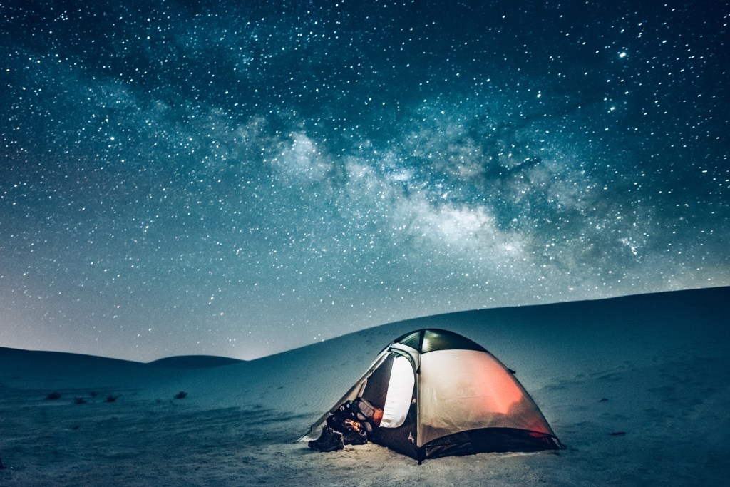 Cosmic Campground at night.