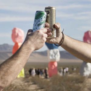 A toast to mint soda and space punch before they go down the hatch on the roadside food challenge.