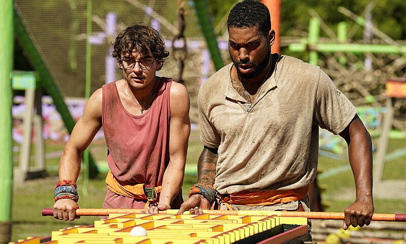 “The Third Turd” – Tribes must weave their way through the reward challenge to earn power in the game. Also, one person from each tribe is chosen to go on a journey, but there’s a catch, on SURVIVOR, Wednesday, March 29, (8:00-9:00 PM, ET/PT) on the CBS Television Network, and available to stream live and on demand on Paramount+.  Pictured (L-R): Carson Garrett and Brandon Cottom.  Photo: Robert Voets/CBS ©2022 CBS Broadcasting, Inc. All Rights Reserved