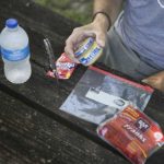 Inexpensive hotdogs, a zipper top bag, minced garlic, red Kool-Aid (cherry or strawberry) and water are the ingredients to make red hotdog catfish bait on the Field Trip: Great River Road.