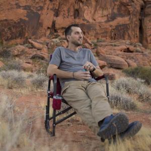 Nick is set up to watch the sunset show at Valley of Fire State Park in Nevada.