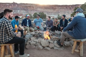 Friends around a campfire.