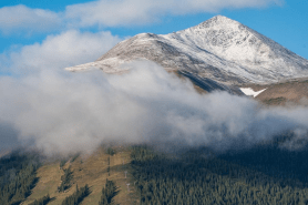 snowing in the mountains