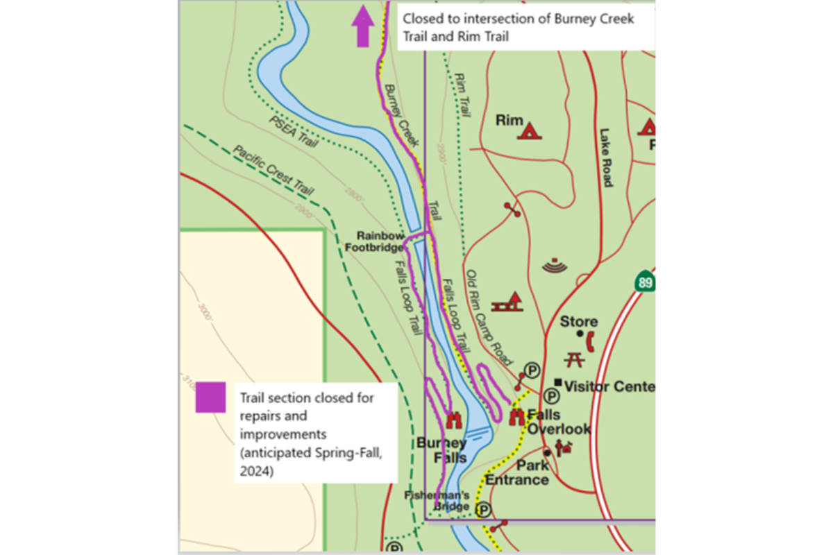 water fall closes at McArthur-Burney Falls Memorial State Park. 