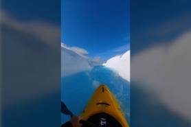 kayaking through an ice river