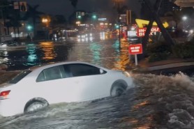 flooded street in-n-out hamburger