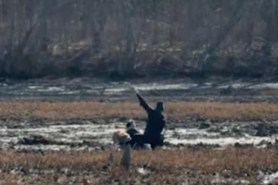 hiker stuck in mud