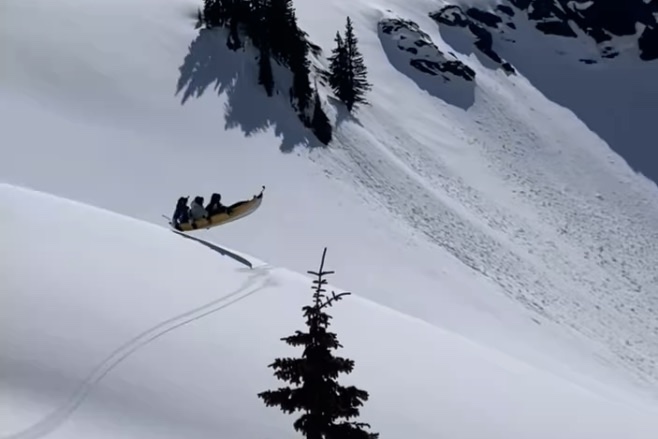 snow kayaking