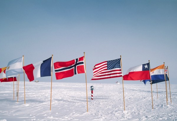 woman skis south pole